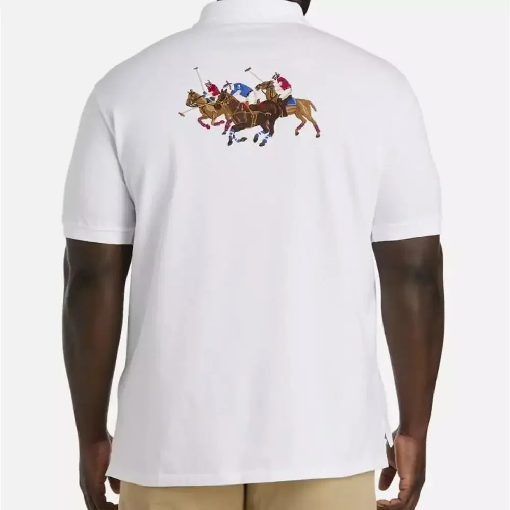 Polo Ralph Lauren Men's Big & Tall Mesh Polo Shirt Crest Triple Pony White‎ 2XLT